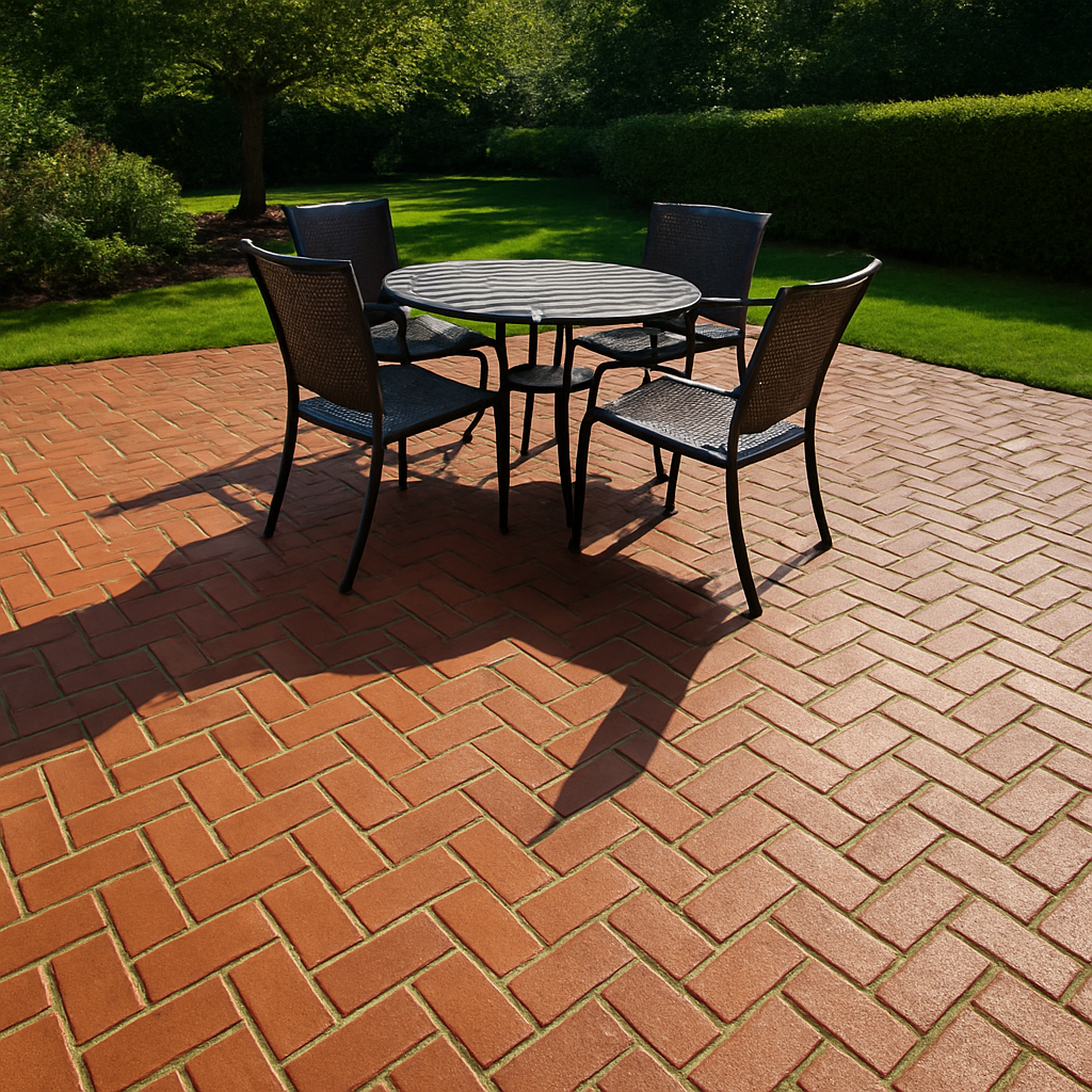 Clean pressure-washed brick patio